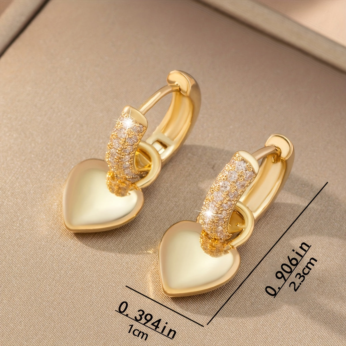 Luxury Love Heart Zirconia Pendant Earrings For Women   1Pair