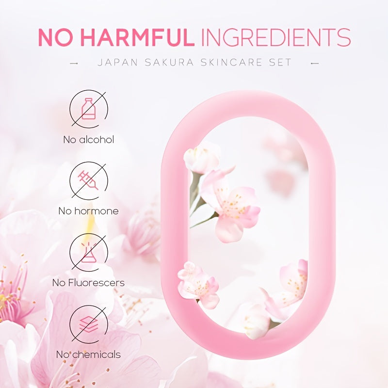 LAIKOU Sakura Cherry Blossom Skincare Set - 4pcs Cleanser, Toner, Eye Cream & Face Cream with Glycerin, Moisturizing for All Light Beige Types, Daily Care Essentials, Daily Skincare|Cherry Blossom Design|Glycerin Enriched, Sa