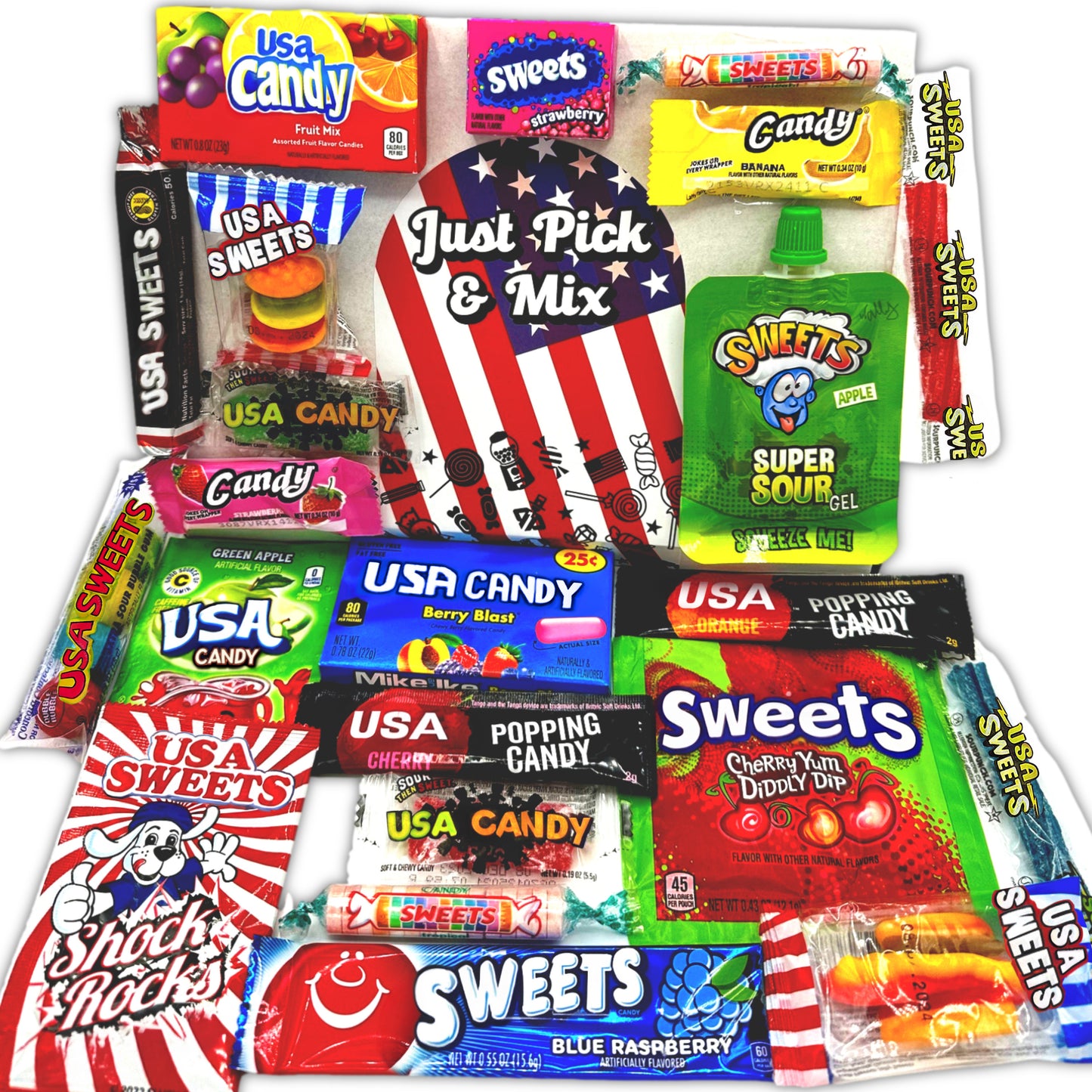 Just Pick & Mix American Sweets Selection Box Hamper Including Your Favourite Brands From The USA - Christmas Gift for Boys, Girls and Kids!