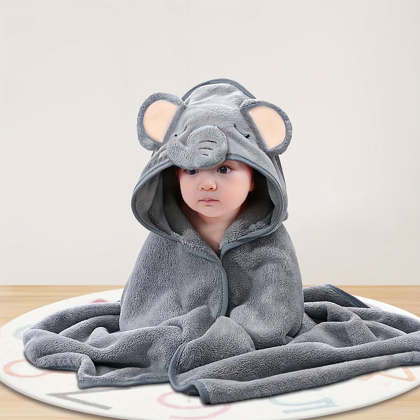 1pc Soft Cartoon Animal Baby Bath Towel, Bathrobe, For Newborn Baby, Skin Friendly Blanket, Christmas Halloween Gift