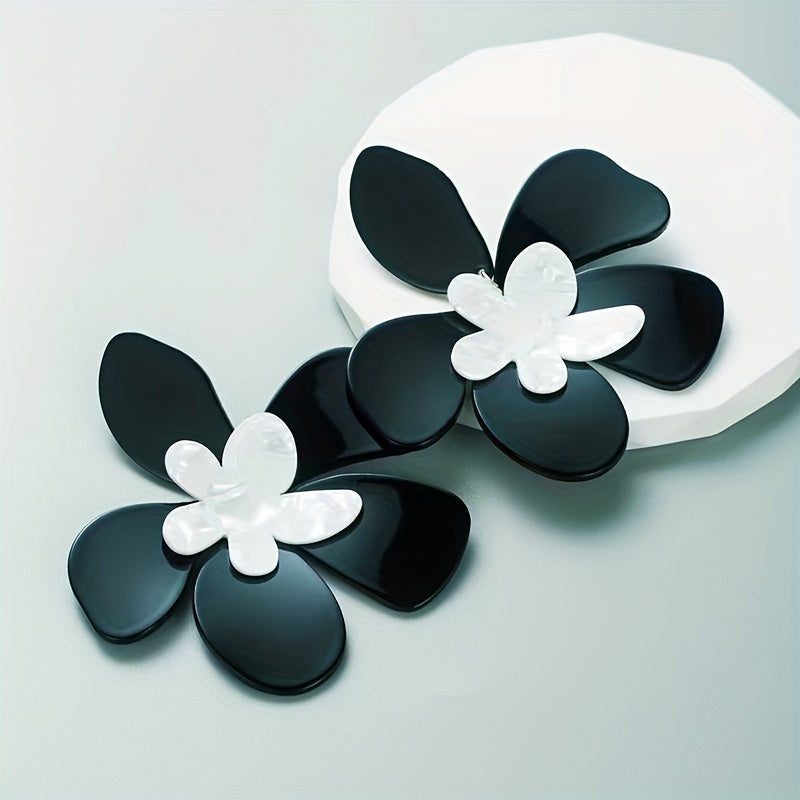 Exaggerated Flower Design Sexy Dangle Earrings Resin Jewelry Trendy Female Gift Showroom Party Statement earrings Accessories