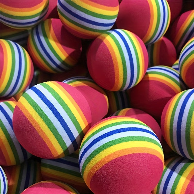 [Rainbow Cat Toy Ball] Colorful Rainbow Foam Cat Toy Ball | Small Dog Supplies Pet Toy