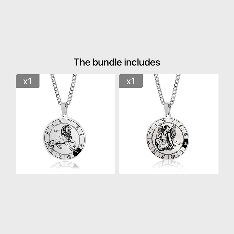 Stainless Steel Star Zodiac Necklace 12 Constellation Coin Pendant Necklace For Men Jewelry Gift For Birthday Anniversary