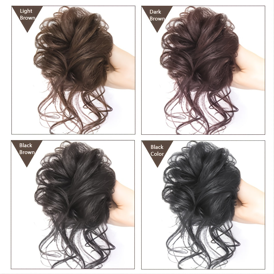 Add Volume And Style with Synthetic Messy Curly Hair Bun Chignon Scrunchy Hair Band! Hair Halloween Christmas