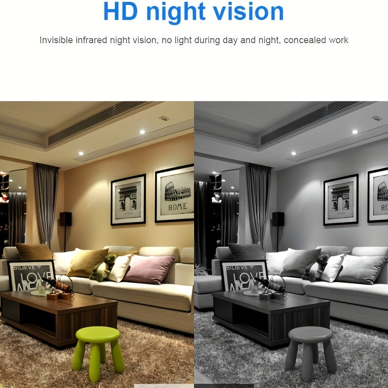 Portable Mini Camera with HD Video and Audio, Touch Control, Motion Detection, Self-Adhesive Mount, USB Powered, Rechargeable Lithium Battery, Non-Waterproof, for Home Security, Surveillance, and Baby Monitoring