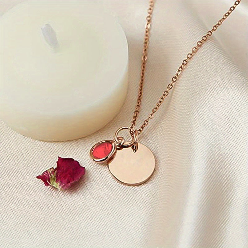 Birth Flower Engraved Necklace - Personalized Name Necklace with Birthstone and Customizable Record Time - Unique Mom Grandma Gift Idea with 12 Varieties of Birth Gemstones