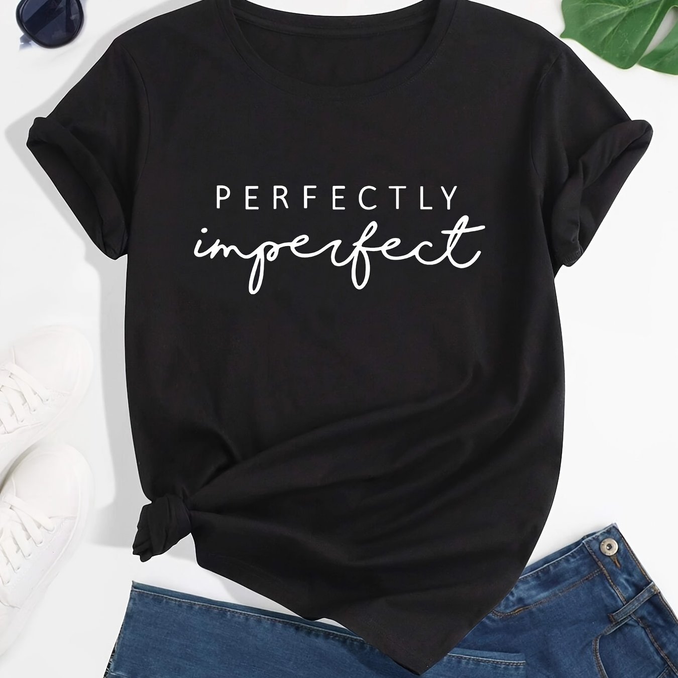 Letter Print Crew Neck T-shirt, Casual Loose Short Sleeve Summer T-Shirts Tops, Women's Clothing