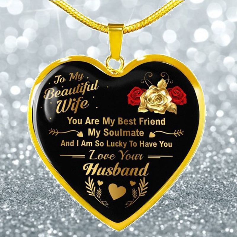 to My Wife You Are My Best Friend I Always Love You Heart Pendant Necklace to Wife Anniversary Birthday Gift From Husband