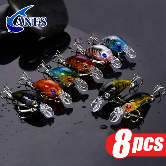8pcs Crankbait Minnow Lure Set, Floating Artificial Fishing Lures, Topwater Baits
