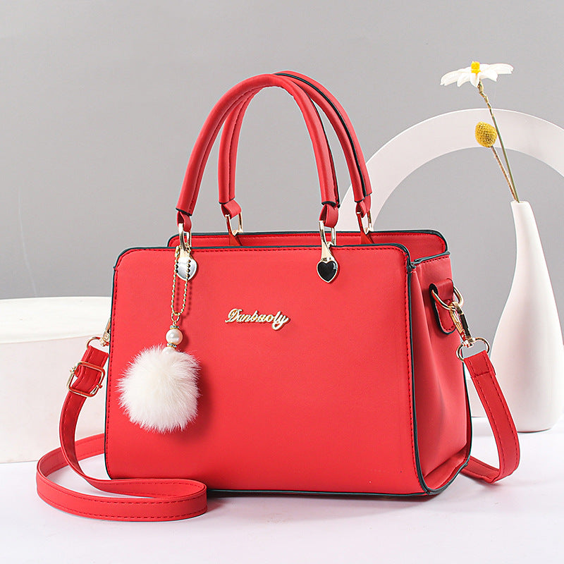 [Faux Leather Shoulder Handbag] Elegant Faux Leather Handbag - Lightweight Solid Color Shoulder Bag with Tassel Embellishment, Adjustable Strap, Zipper Closure, Polyester Lined, Edge Paint Detail - Available in Multiple Color