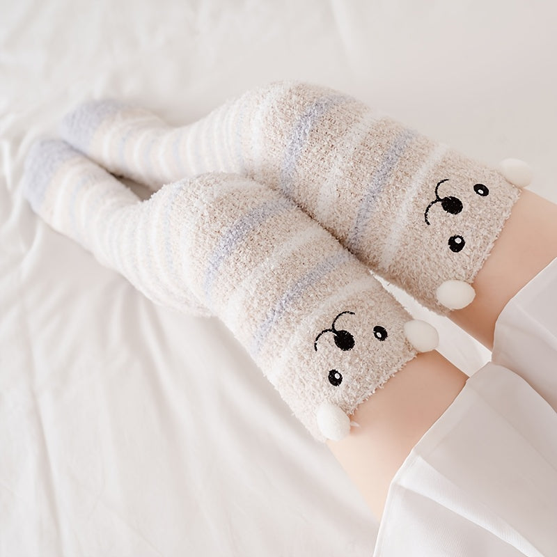 1-Pair Women's Winter Thermal Over-the-Knee (OTK) Floor Socks - Cozy Coral Sleeping Socks Suitable for Home, Bed, and Cold Weather - Warmth &