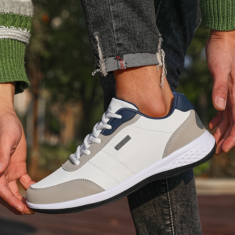 VanWeir Lightweight Men'S Shoes | Navy Blue/White, Lace-up sneakers with MD/TPR Sole, Breathable Fabric Lining for Outdoor, Hiking & Casual Wear