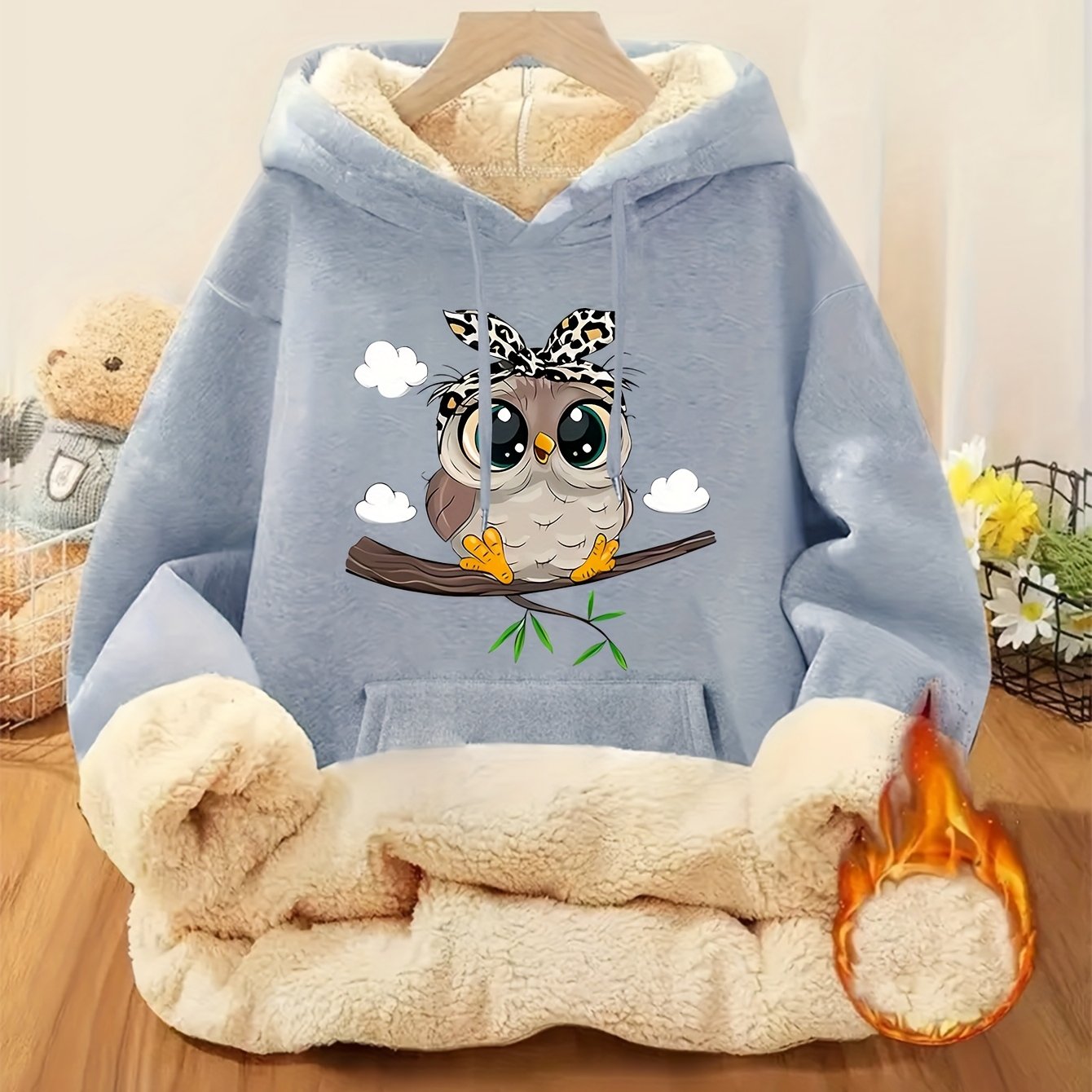 Women's Highland Cow Print Fleece Hooded Sweater - Thickened Winter Warmth, Cozy Plush Lining, Casual Retro Pullover with Pocket, Pink Scottish Cow Design, Sizes XS-XXL (Machine Washable) for Spring, Fall & Winter Layering