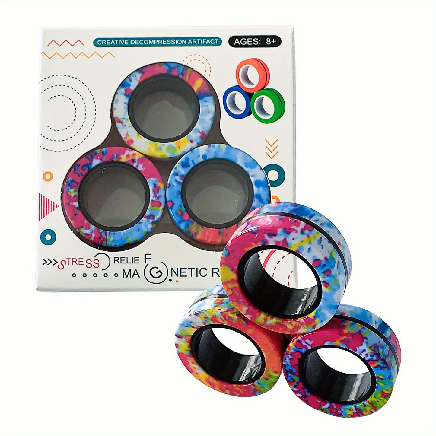 3pcs Magnetic Rings Toy Set, Adult Magnets Spinner Rings, Creative Toy
