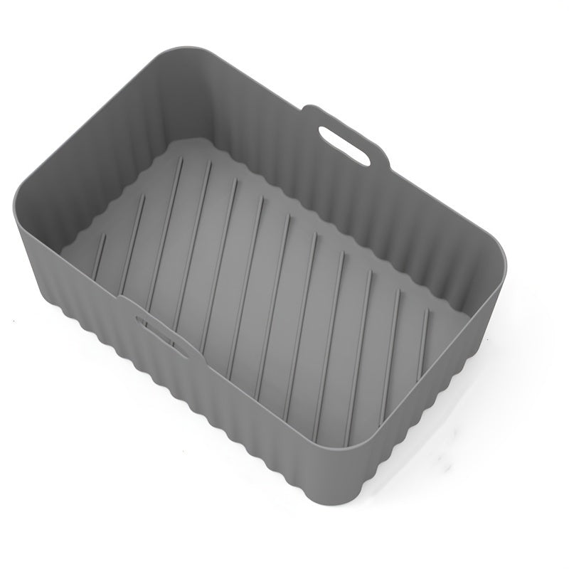 1/2pcs Square Air Fryer Silicone Pots - Reusable Non-Stick Baking Trays with Handles, High-Temp Resistant Oven & Air Fryer Liners, 19.48x12.7x6.99 cm, Easy Clean (Black/Red/Blue/Grey), Air Fryer Silicone Liners