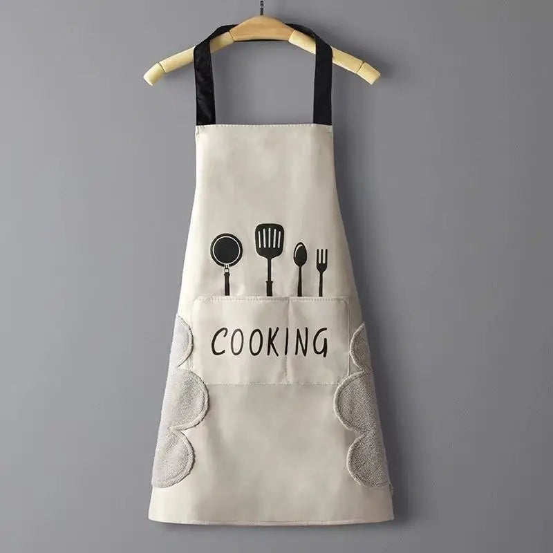1pc Polyester Kitchenware Printed Apron With Pockets, Adjustable Oil & Stain Resistant Halter Apron For Chef Gardening Cooking Baking Florist Shop Painting Pinafore Barista, Bib Overalls