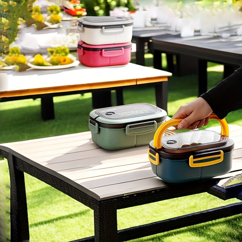 1200ml 2-Layers Sealed Lunch Box Fruits Student Office Worker Microwavable Bento Box with Fork Spoon( Without Chopsticks),back to school