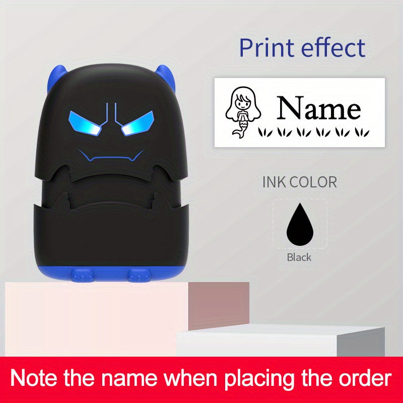 1pc Black Baby Name Stamp Custom-made DIY Gift for Children Seal Student Clothes Chapter Not Easy to Fade Security Cute Monsters Toy