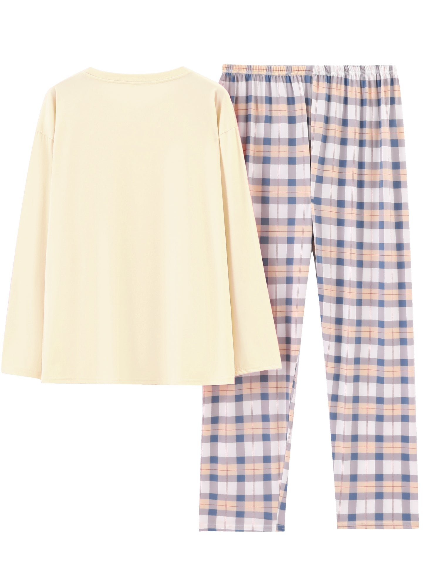Comfortable Plaid Long Sleeve Pajama Set, Spring and Autumn Casual Home Wear Set, Casual Long Sleeve Pajama Set