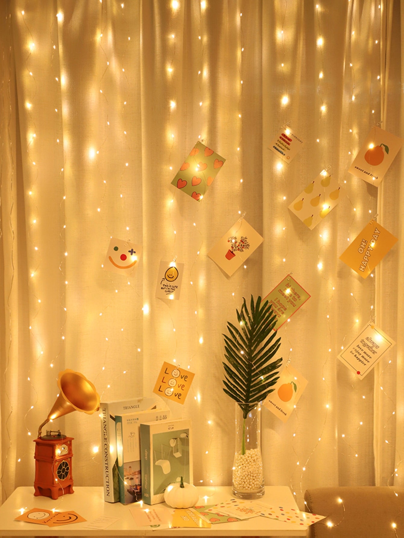 1pc, 200 LED Curtain Lights 199.95cm, Hanging Window Lights, Fairy Lights, Bedroom Decor, Indoor Decor, Christmas Holiday Party Supplies, Party Decor, Festival Decor Not Include Batteries, Halloween