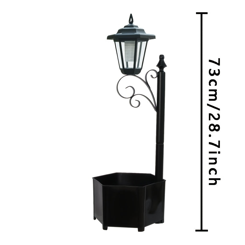 71.12 cm Solar Powered Garden Light with Flower Pot Base | Outdoor Lamp for Pathway, Yard, Patio Decor, Auto On/Off, IP44, Semi Flush Mount, Polished Finish, DJGIFI Brand