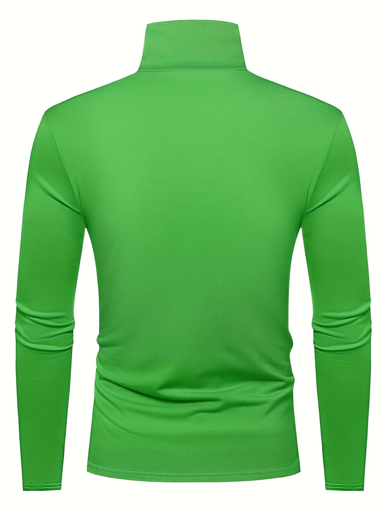 Fashionable White Base Layer Solid Color High Neck Men's Long Sleeve T-Shirt