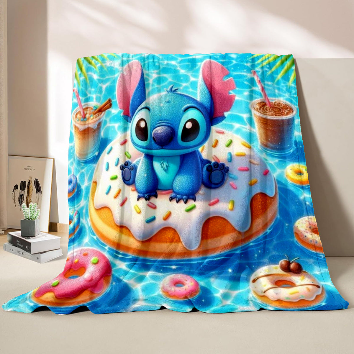 1pc Stitch Cartoon Plush Blanket - Soft Flannel, Warm & Cozy, Ideal Gift for Birthdays, Holidays, and Anniversaries, Perfect for Home Decor, Vacation Homes, Entertainment, Car, Bedroom, Sofa, Stuffed Animal & Plush Toy Set, S