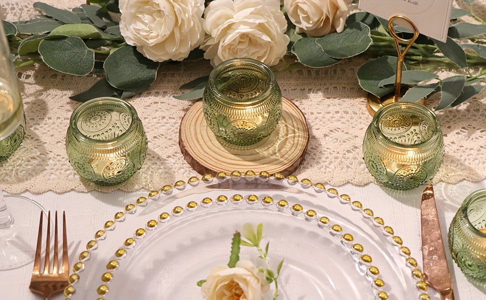 Glass Tea Light Candle Holders, Polished Finish, Flower Theme, Tabletop Mount, Versatile for Wedding, Shower, Party Decoration, Ideal for Christmas, Halloween, Easter, Thanksgiving, Valentine'S Day