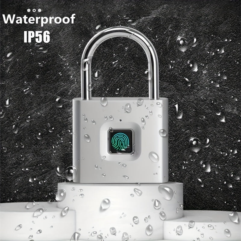 Mini Smart Fingerprint Padlock Keyless Biometric Lock with Fingerprint Unlock, USB-Rechargeable Battery, IP56 Waterproof, Antitheft Security, Zinc Alloy Body for Suitcase, Luggage, Backpack, Door, Compatible for Smart & Trave