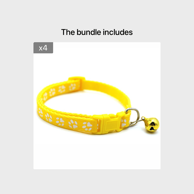 Rainbow Cute Bell Collar with Adjustable Buckle and Paw Print Design for Cats