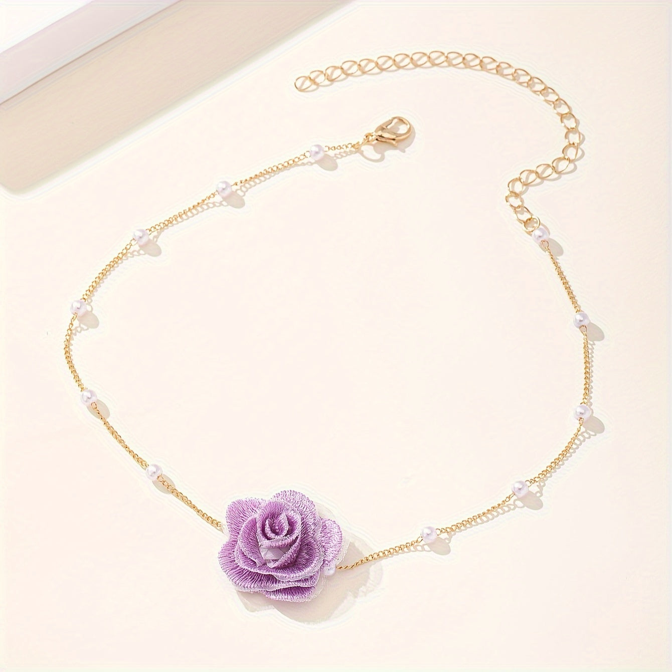 1pc Elegant Coquette Style 18K Golden Plated Faux Pearl Choker Necklace with Acrylic Fiber Flower, Versatile for Daily Wear, Parties, Weddings, and Special Occasions