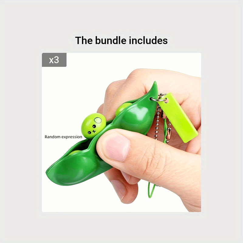 1pc Fidget Toy Anti Stress Peas Squeeze Decompression Toys Kawaii Funny Beans Keychain For Child Adult Halloween Christmas Gift