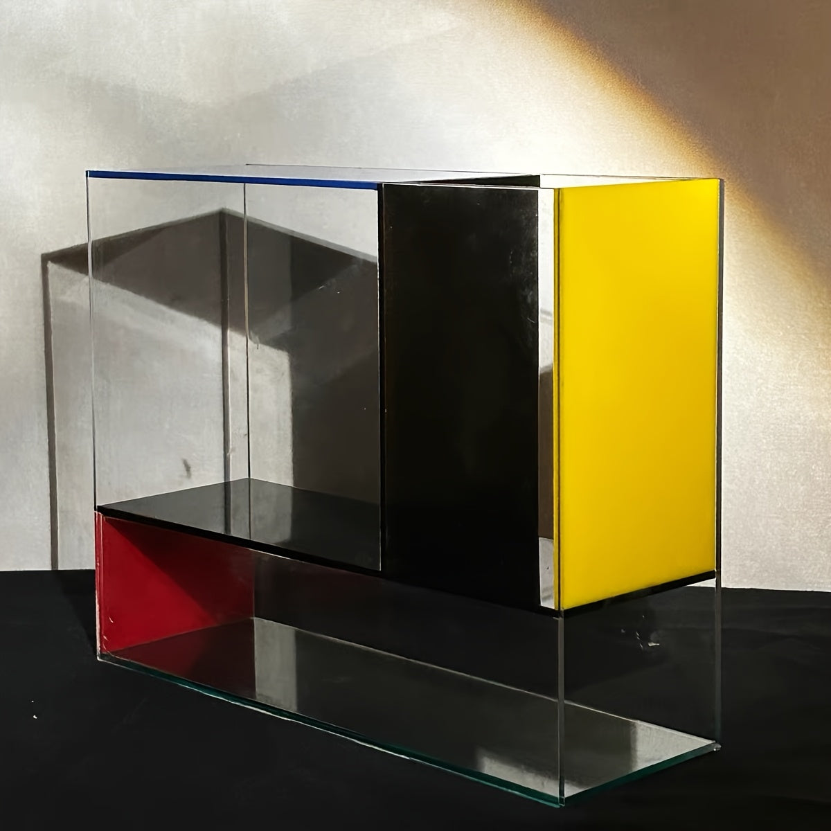 1pc, Mondrian Modern Acrylic Vase with Transparent, Red, Yellow And Blue Panels - Modern Art Decoration Suitable for Home Decor, Room Deco