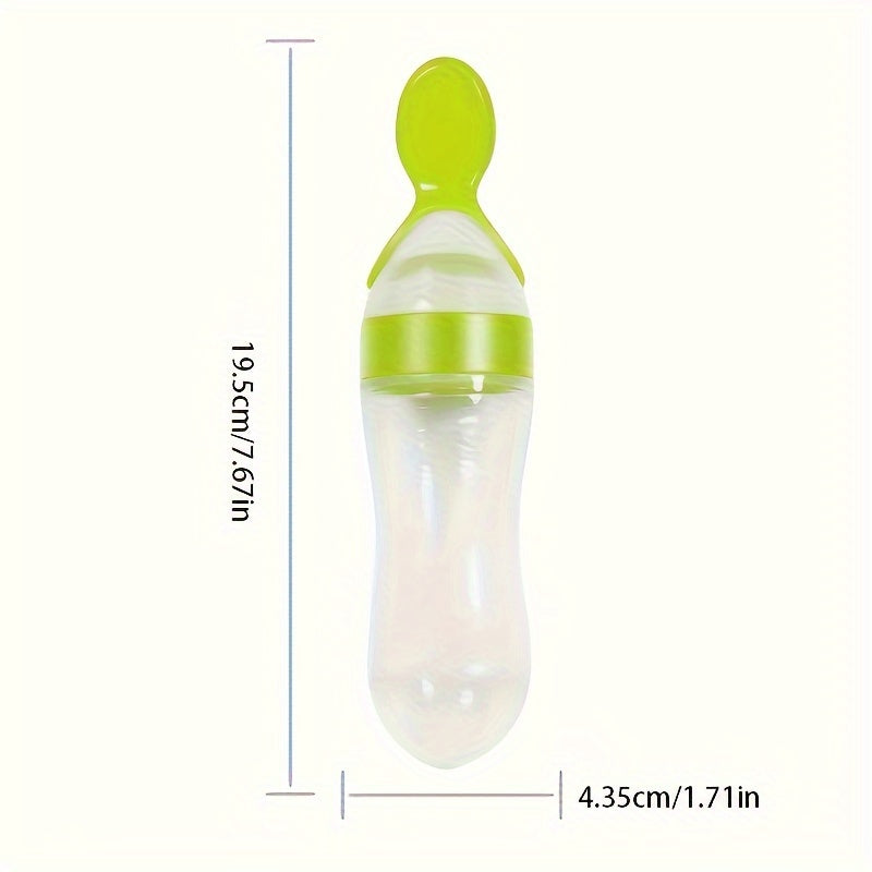 [Silicone Baby Feeder] Silicone Baby Food Feeder, Multifunctional Feeding Bottle with Spoon | Food Dispensing, Food Supplement, and Medicine Processor