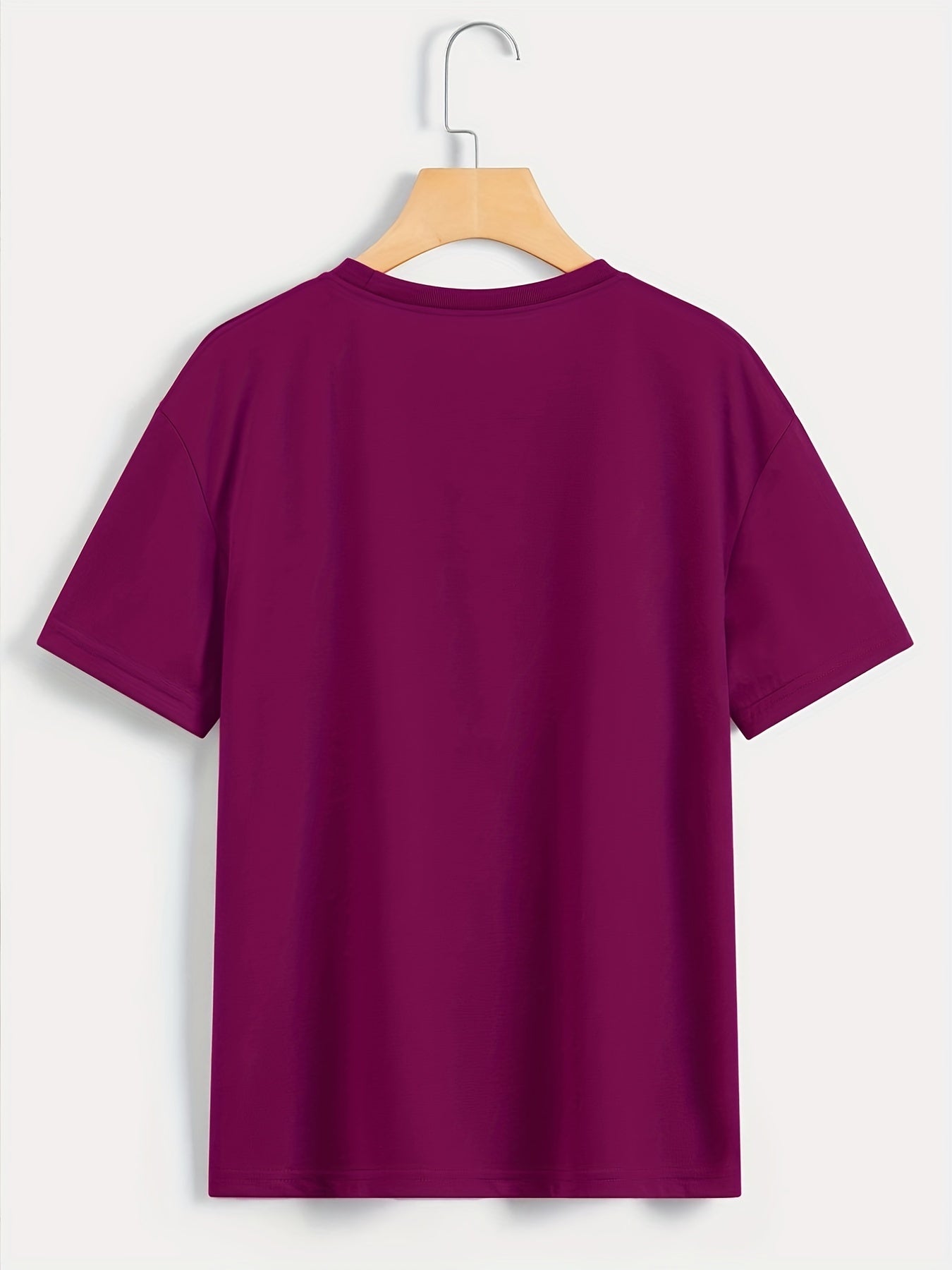 Plus Size Face Print Short Sleeve T-shirt, Women's Plus Slight Stretch Round Neck Casual Tee