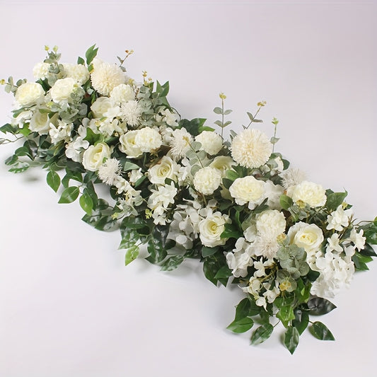 Artificial Peony & Rose Flower Garland Decor, Decor Floral Arrangement for Wedding Arch Background, DIY Wedding Wall Decor Supplies with Plastic Foliage, Party Event Decor