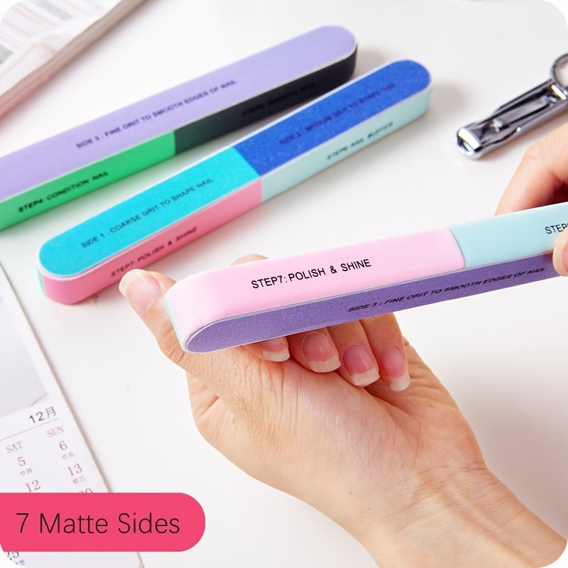 High Quality Multi-Sided Nail File Set with Polished Sponge and Sand Bars for Nail Art and Polish