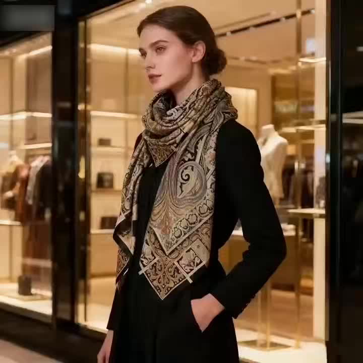 Classic Paisley and Cashew Flower Scarf | Women'S High-End Shawl, Thin, Fashionable and Noble, Elegant Style, Breathable and Decorative, Hand Wash or Professional Dry Clean.