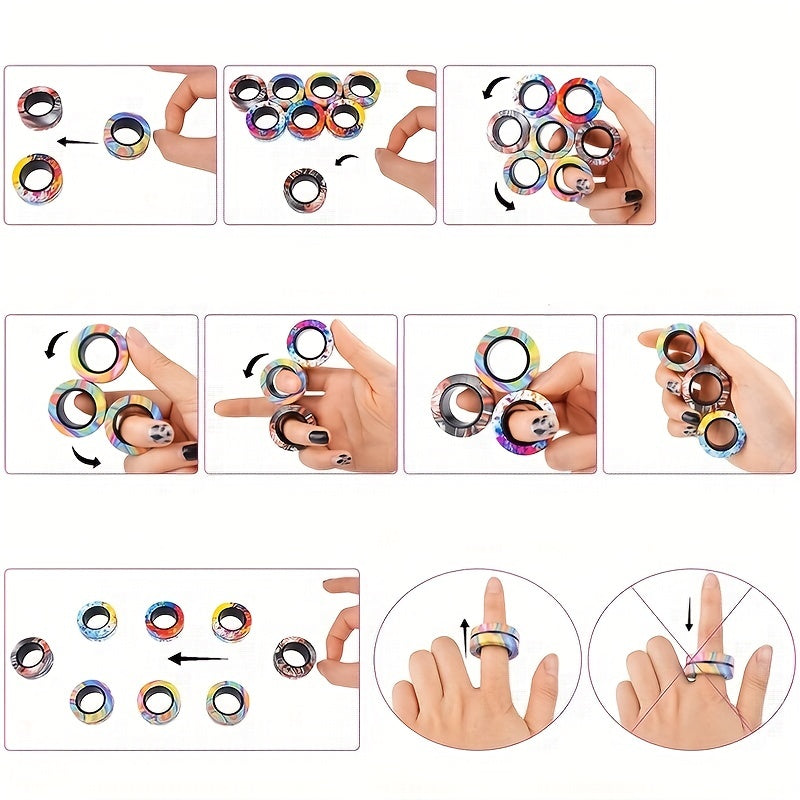 3pcs Magnetic Rings Toy Set, Adult Magnets Spinner Rings, Creative Toy