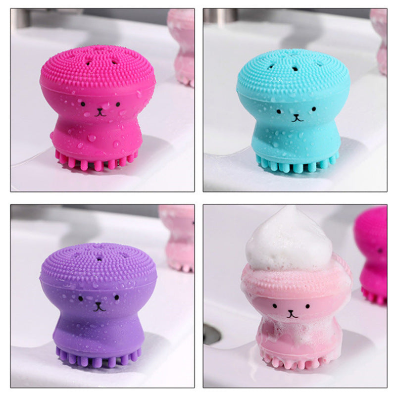 [Mini Octopus Deep Clean Brush] Exfoliating Facial Cleaning Scrubber Brush, Octopus Shape Silicone Miniature Face Deep Clean Tool, Face Massage Scrub Brush, Manual Face Washing, Fit For Daily Skin Care