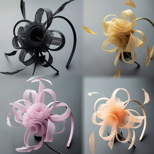 1pc Elegant Women'S Fascinator Headband - Polyester Mesh Flower Veil with Feather Detail for Cosplay, Bridal, Wedding, Tea Party, Church Hat Accessory, Derby Racing - Birthday Gift, Carnival/Mardi Gras/Masquerade