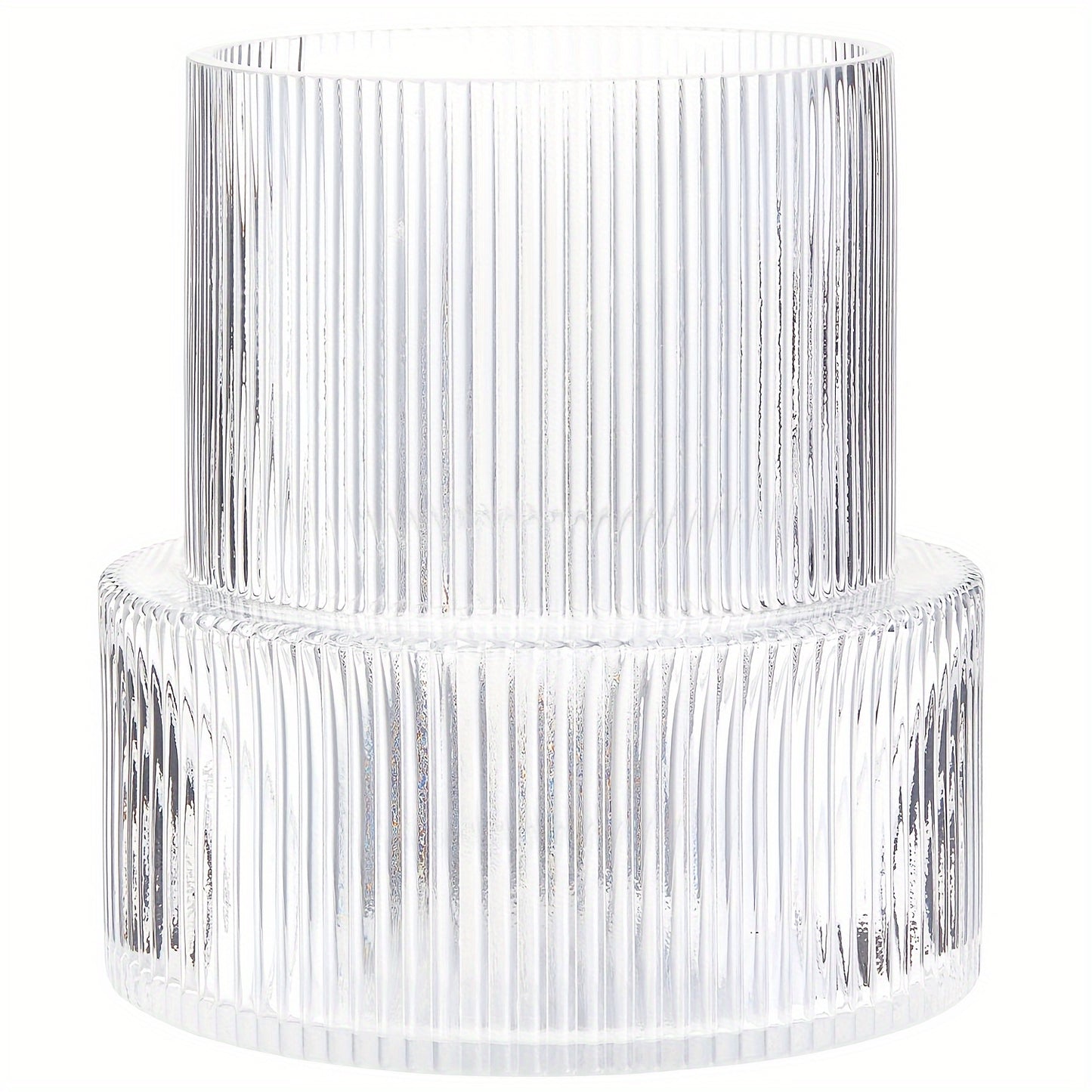 Modern Striped Glass Vase for Home & Restaurant Decor - Perfect for Spring/Summer Aesthetics, No Battery Needed