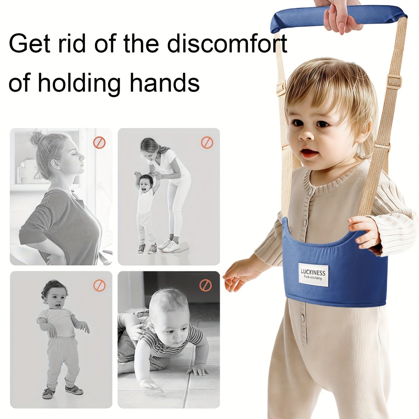 1pc Handheld Early Walking Aid with Anti-Slip Traction Straps - Durable Polyester Harness for Infants, Teething, and Toddlers - Reduces Falls & Improves Coordination - Ideal Baby Learning Tool, Toddler Walking Aid, Secure Fit