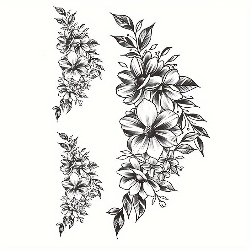 1pc Women's Temporary Tattoo - Floral Design, Paper Material - Party Style | Waterproof Body Art | Elegant Flower Design