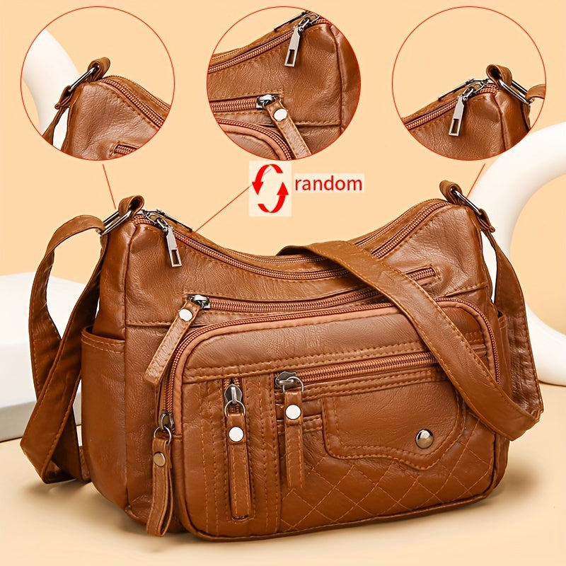 8108 Large Capacity Soft Bag Single Shoulder Crossbody Bag Flower Shape Random, Shoulder Strap Direction Random, Pull Head Direction Random