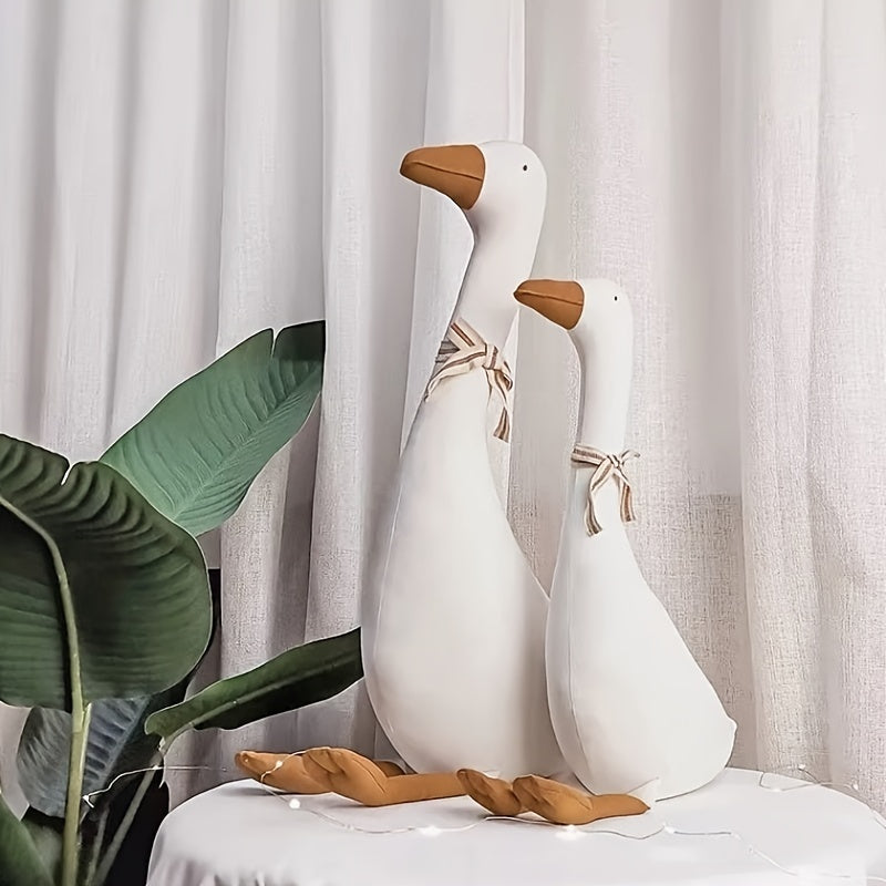 LA DEARCHUU Cartoon Goose Plush Toy - Cute White Duck with Orange Beak & Webbed Feet, Ideal for Baby Room Decor, Playful Animal Plaything, Playful Duck Toy|Playful Duck Design|Soft Texture