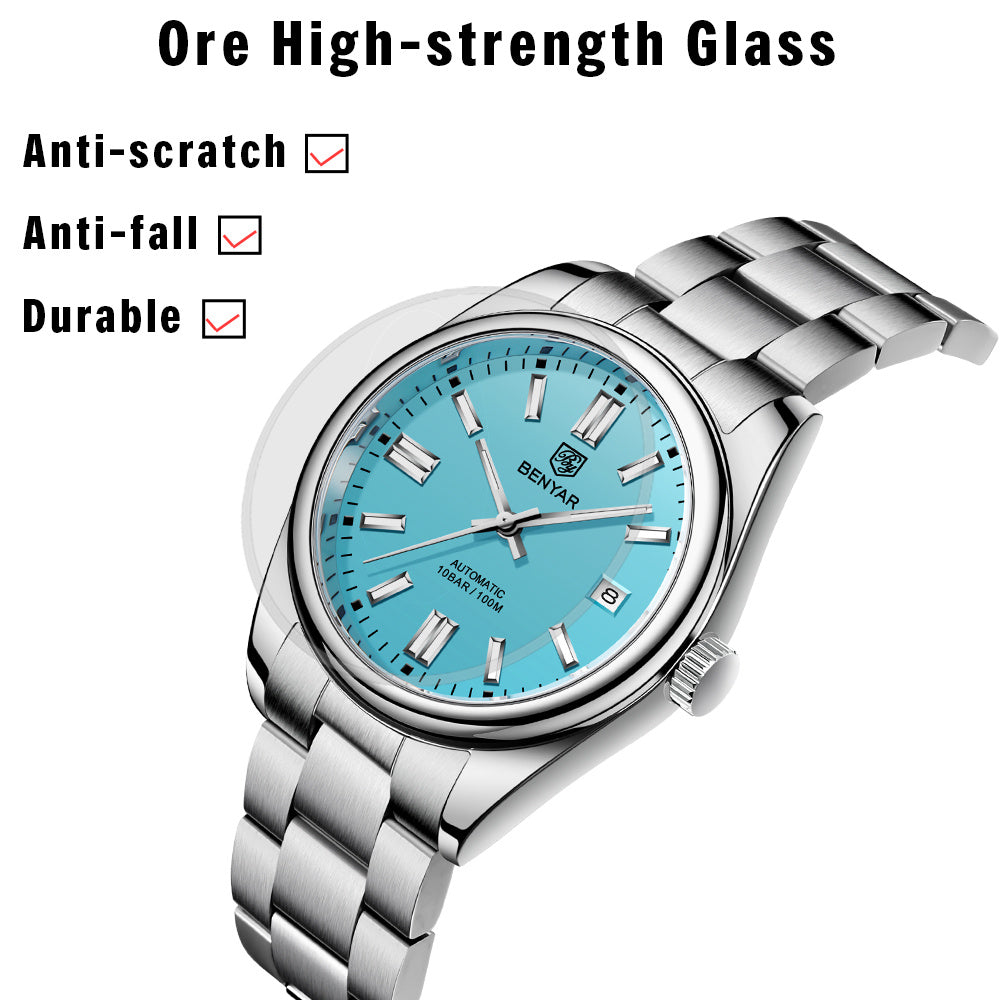 1pc Waterproof Stainless Steel BENYAR Men's Mechanical Sports Diving Wristwatches for Men