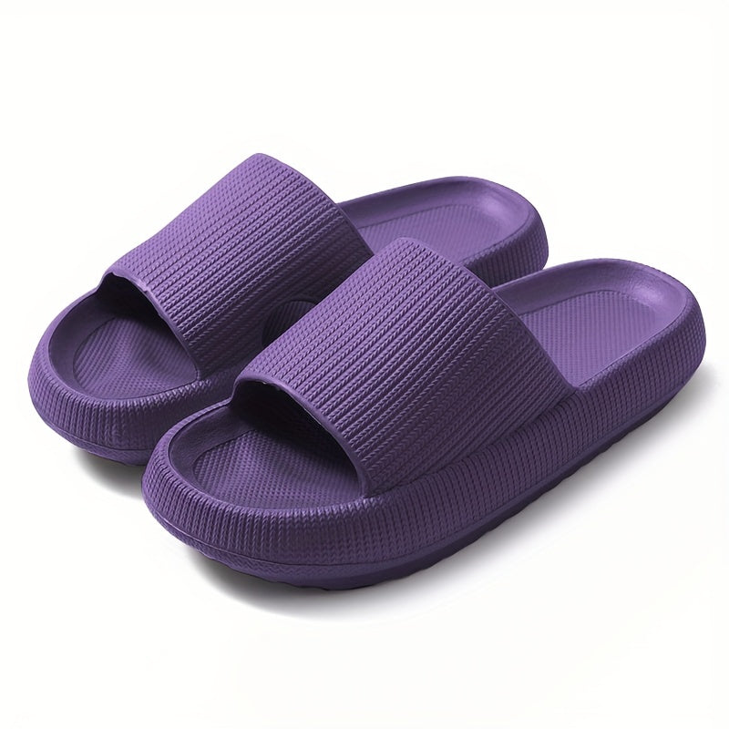 Women'S Solid Color EVA Slippers, Open Toe Slip-On Sandals with Strappy Back, Flat Heel Indoor Home Slippers, Ultra-Soft Comfort Footwear