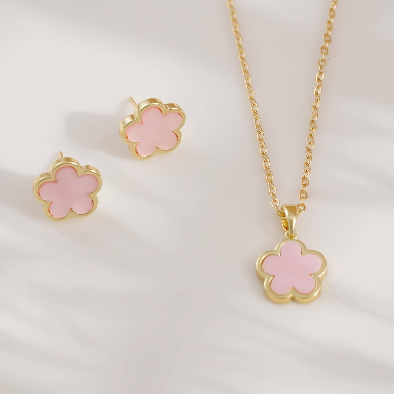 1 Pair Of Earrings + 1 Necklace Coquette Style Jewelry Set Trendy Luck Flower Design Multi Colors For U To Choose Match Daily Outfits
