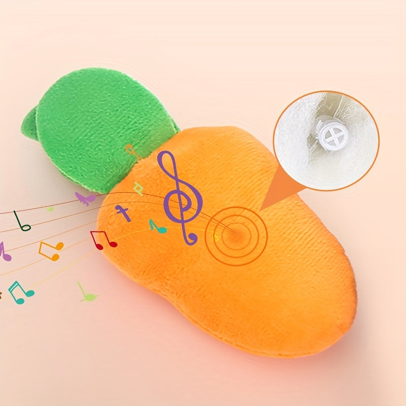 Durable Plush Dog Toy with Squeaker - Carrot Design for Medium Dogs, Chew-Resistant & Dental Health, Interactive Fun for Pets, Soft Faux Fur Base, Green & Brown, Puppy Toys